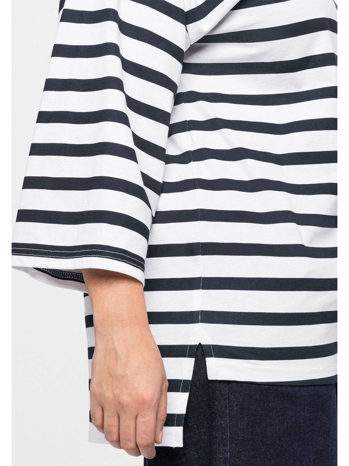 Sheego 3/4-Arm-Shirt »Große Größen«, mit Ringeln und Trompeten-Ärmeln  shoppen
