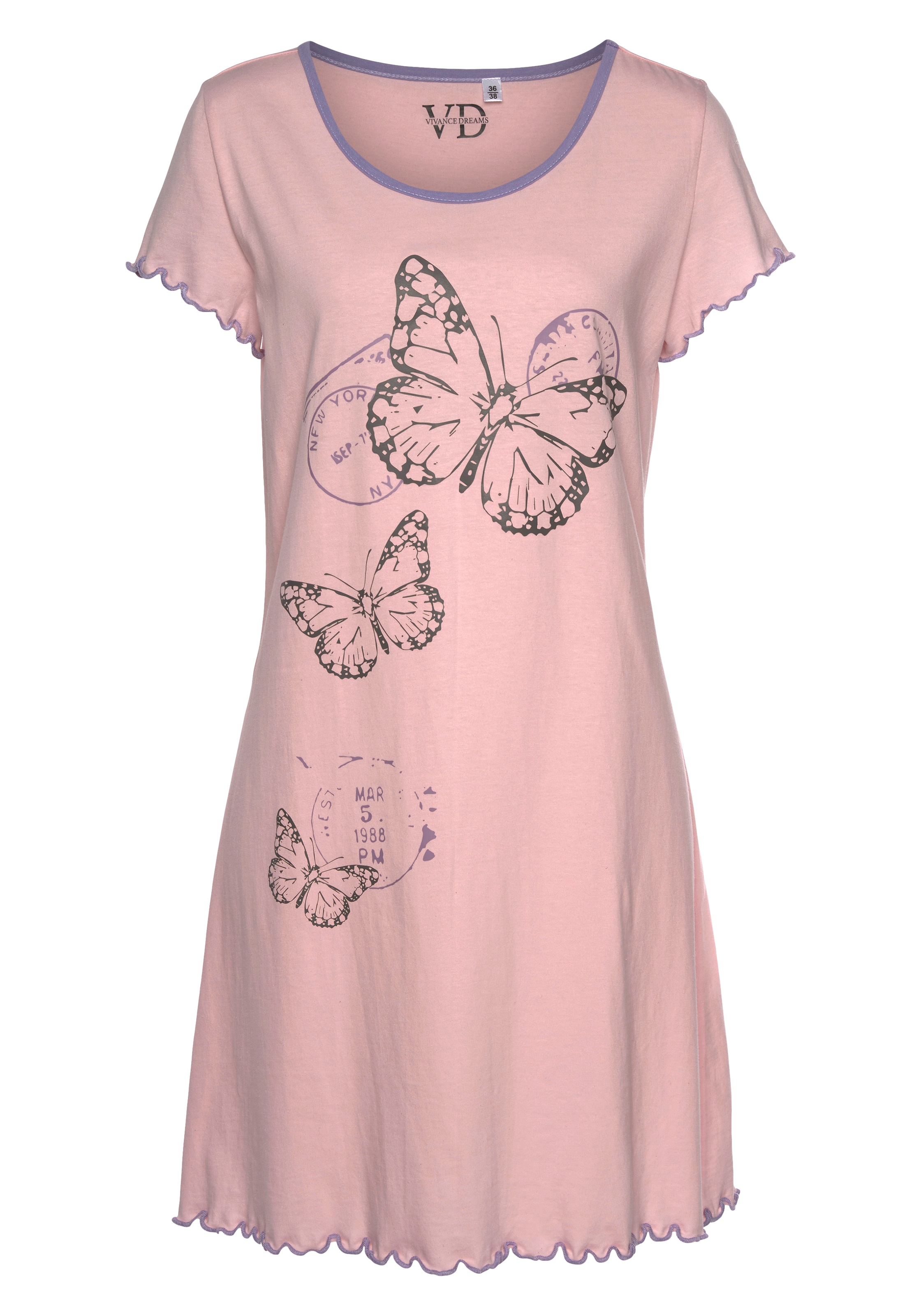 Vivance Dreams Nachthemd, mit Schmetterling Motiv & Wäsche auf Rechnung  bestellen