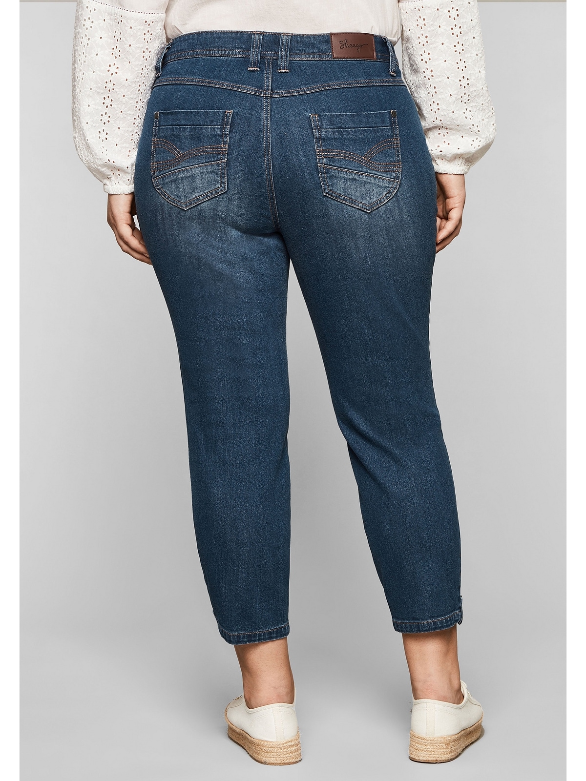 kaufen Stretch-Jeans in 7/8-Länge Größen«, mit Sheego Destroyed-Effekten »Große