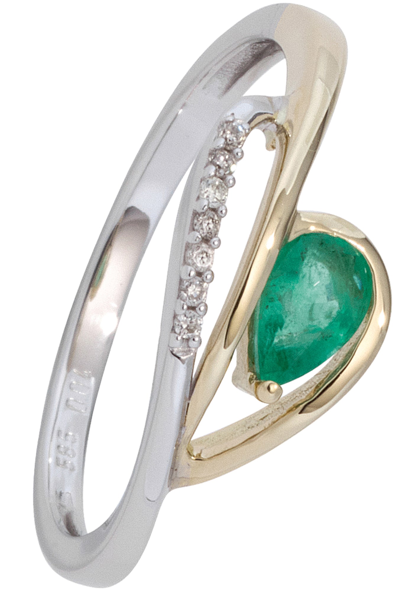 Gold I\'m JOBO Smaragd | 7 mit bicolor 585 »Ring Fingerring online und Diamanten«, kaufen walking