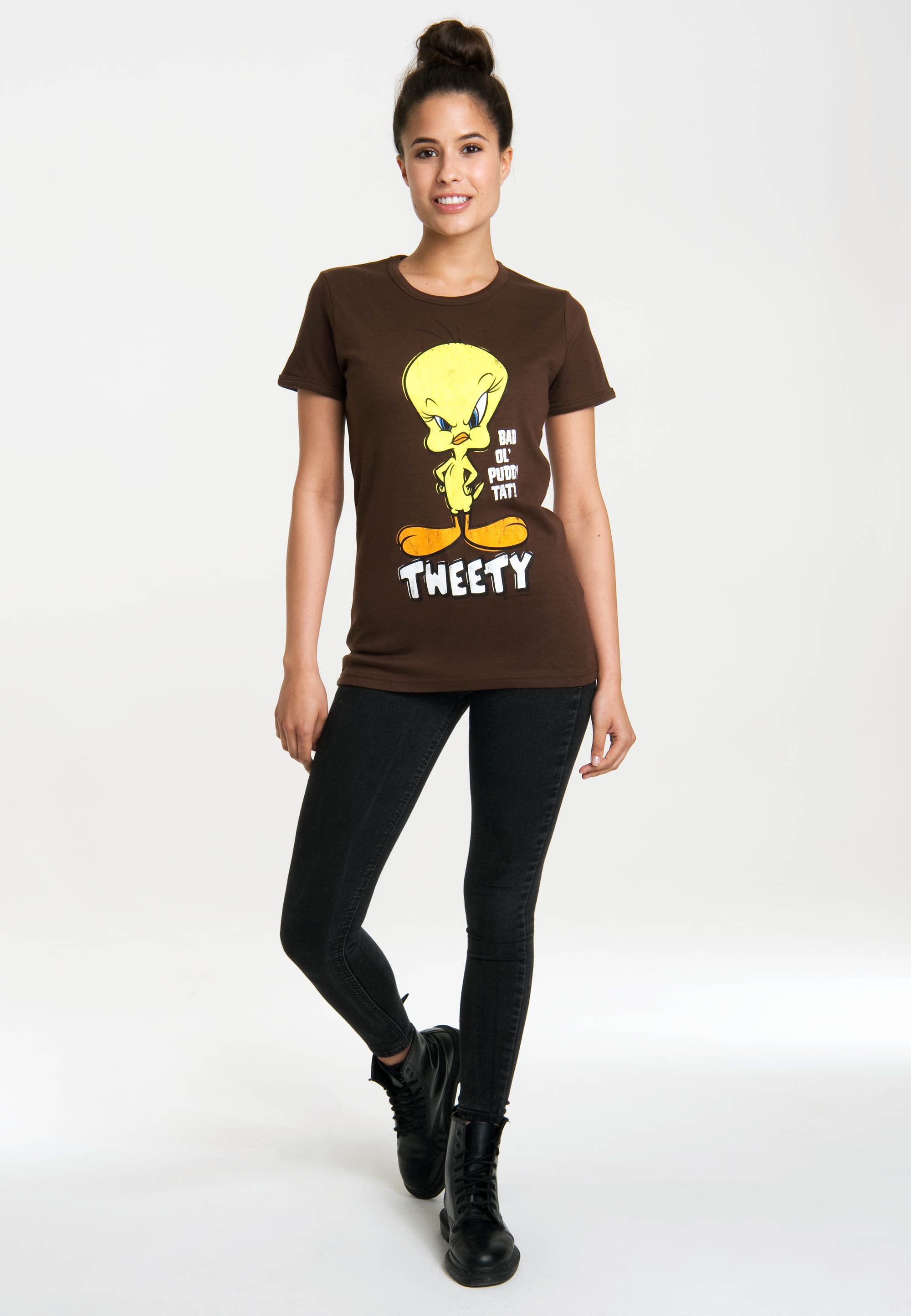 I\'m Tweety«, »Looney T-Shirt LOGOSHIRT bestellen Originaldesign lizenzierten walking – Tunes mit |