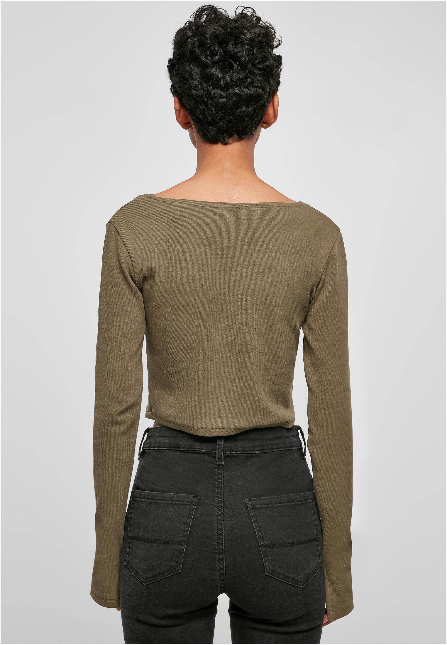 URBAN CLASSICS Langarmshirt »Damen Ladies Short Rib Corsage Longsleeve«, (1  tlg.) online kaufen | I\'m walking