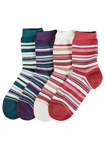 Socken, (Set, 4 Paar), mit Ringelmuster