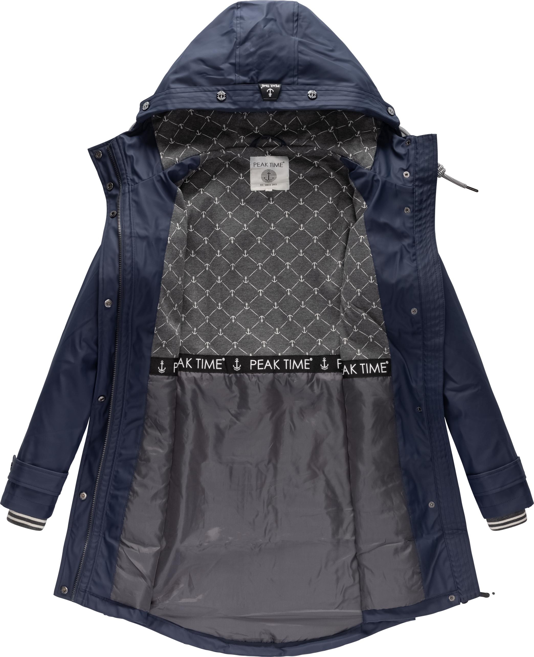 Kapuze, »L60042«, für shoppen Regenmantel Damen Regenjacke PEAK taillierter stylisch mit TIME