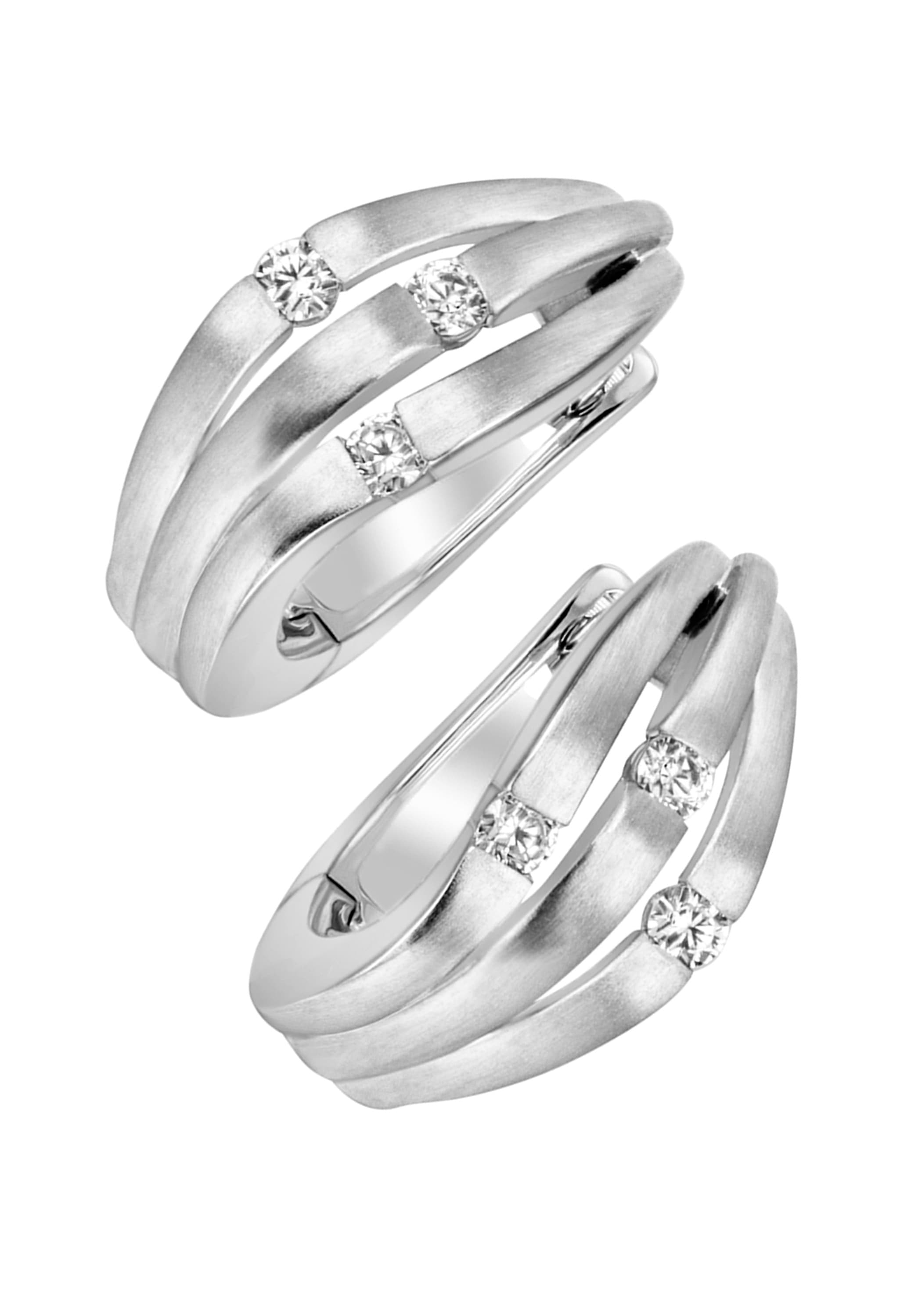 JOBO Paar Creolen 6 I\'m 585 | Diamanten«, kaufen online »Ohrringe matt mit walking Weißgold