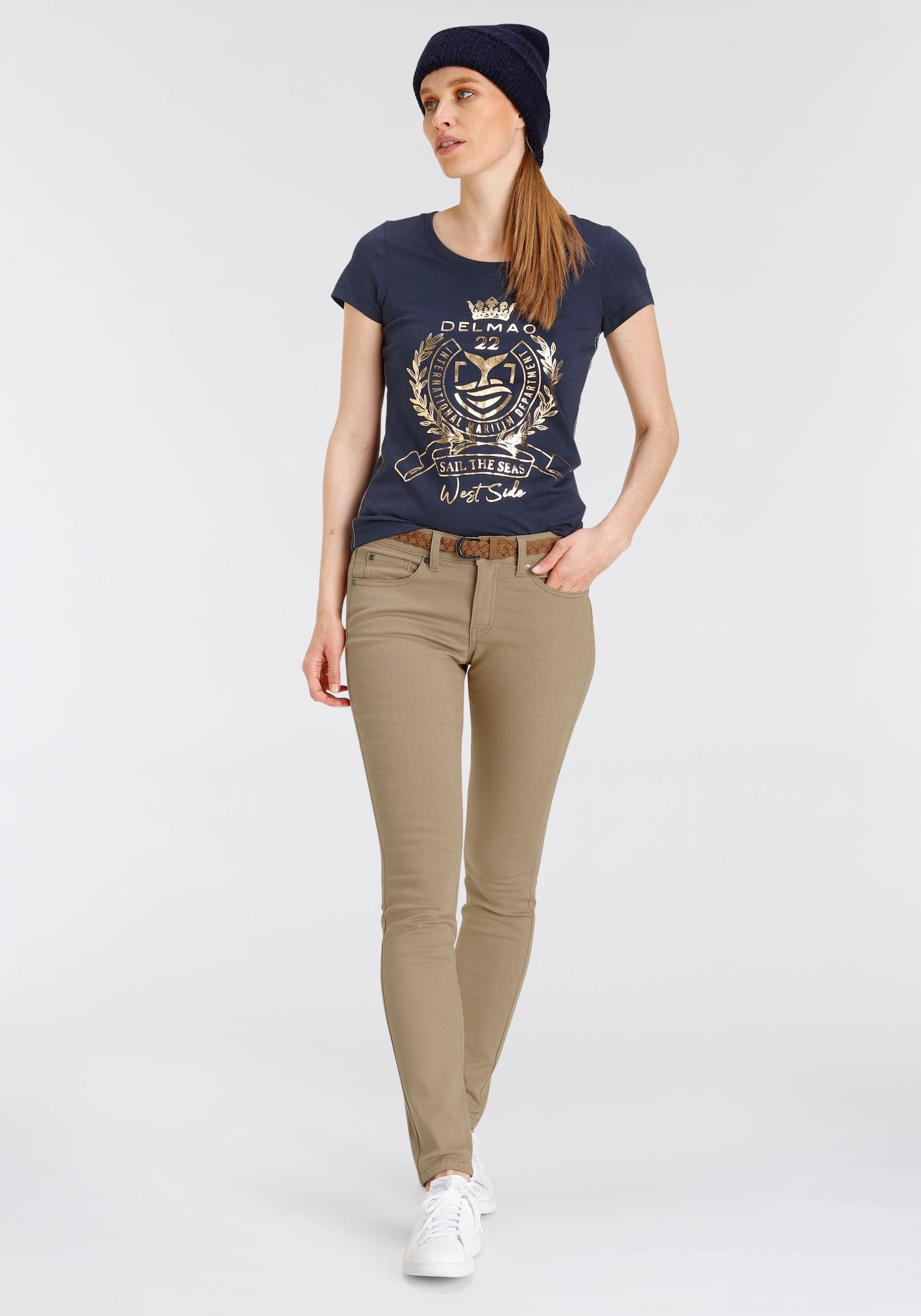 DELMAO Slim-fit-Jeans, (Set, 2 modischem | Gürtel), online I\'m tlg., ---NEUE mit MARKE! walking Flechtgürtel mit
