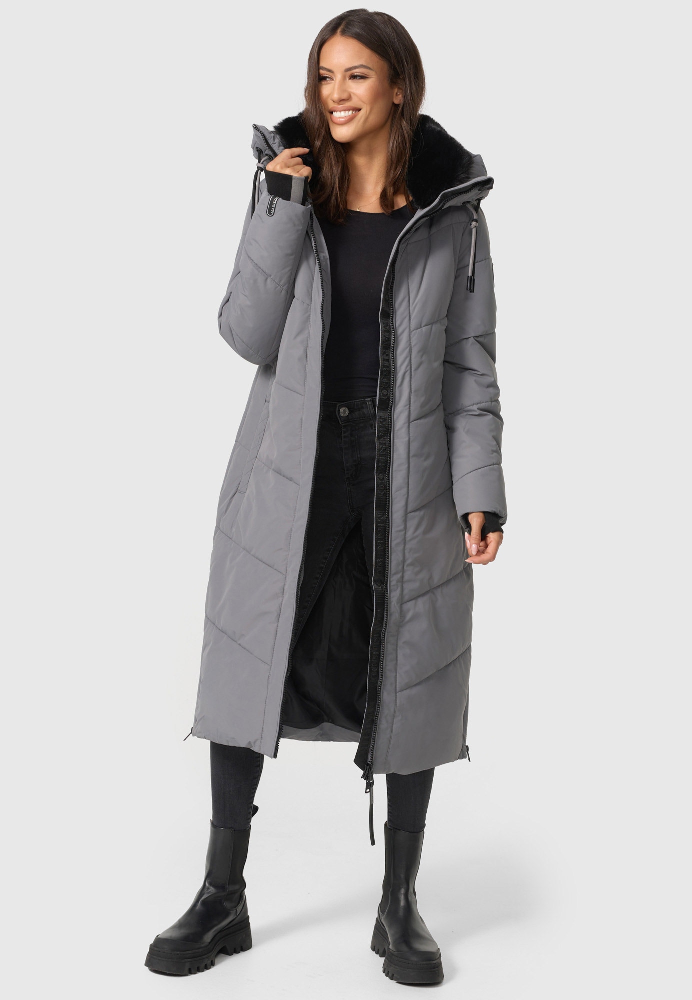 Marikoo Winterjacke »Nadaree Stepp walking I\'m XVI«, Kapuze mit großer online kaufen Mantel 