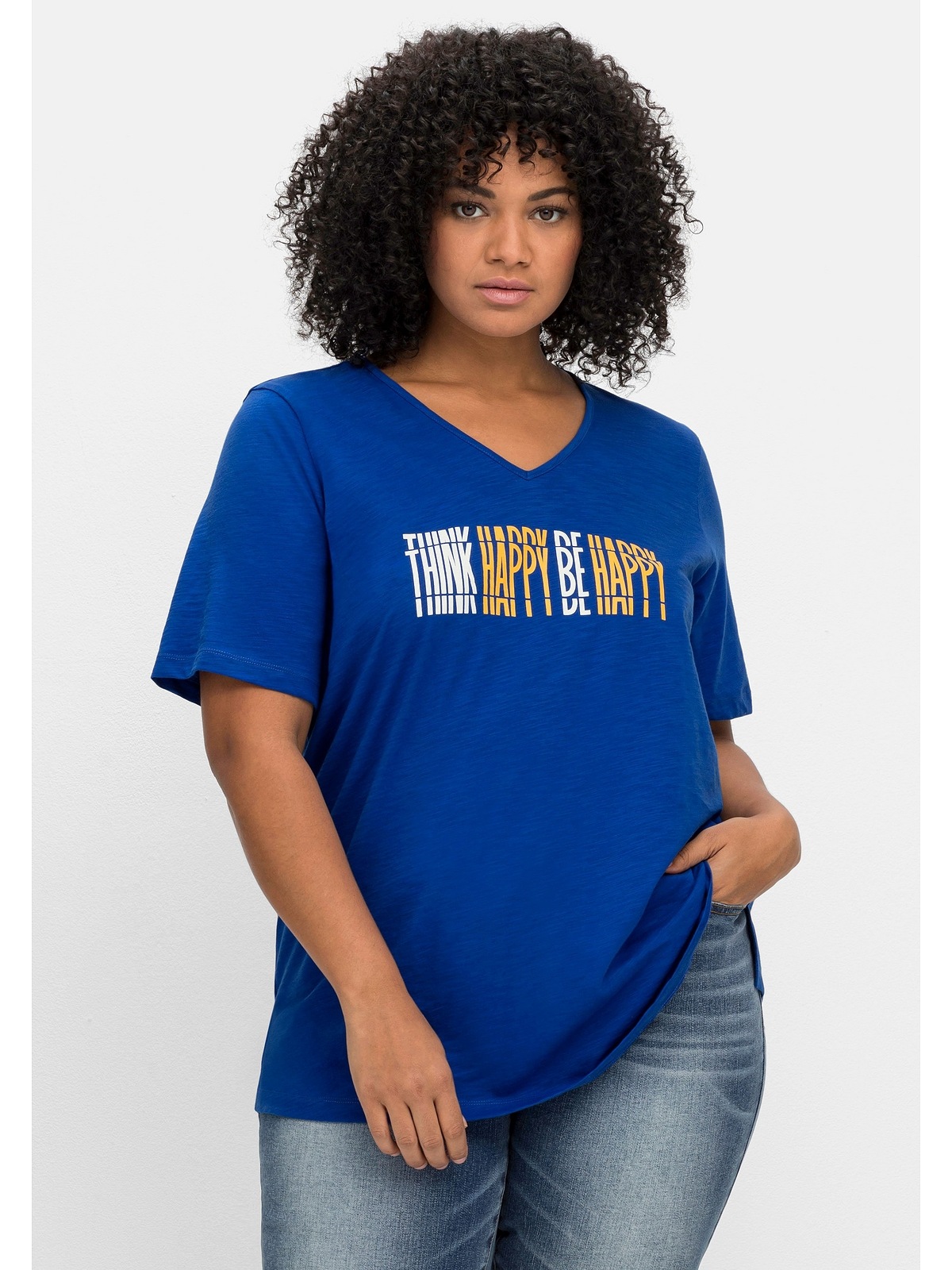 Größen«, Frontdruck Sheego »Große aus T-Shirt shoppen mit Baumwolle