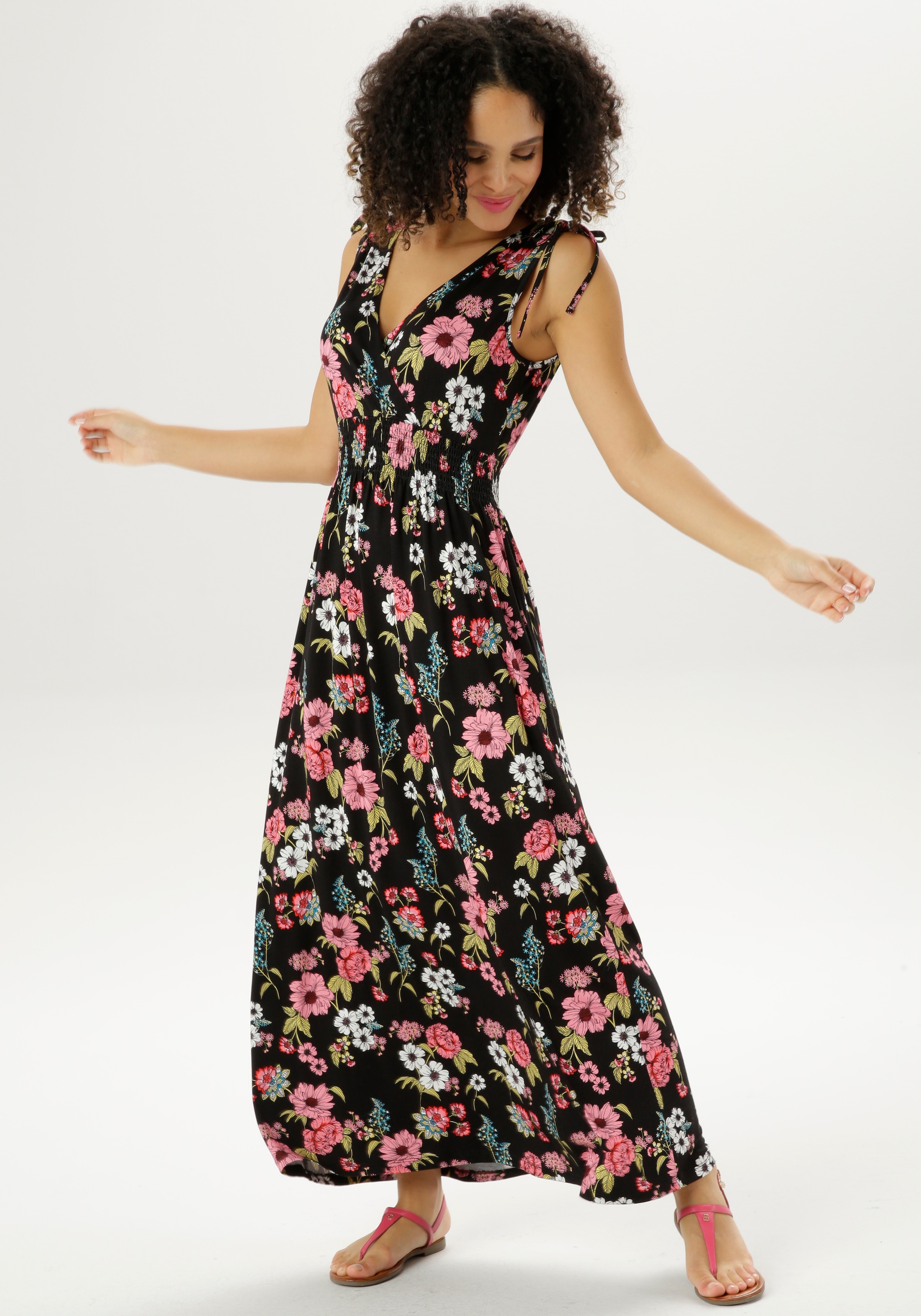 Aniston SELECTED Sommerkleid, mit kaufen zum Trägern Raffen