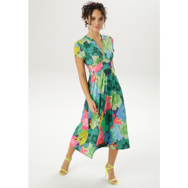 Aniston CASUAL Sommerkleid, mit großflächigem, graphischem Blumendruck  online | I'm walking