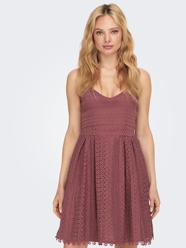 ONLY Trägerkleid »ONLHELENA LACE S/L SHORT DRESS WVN«, mit Spitzen-Detail kaufen