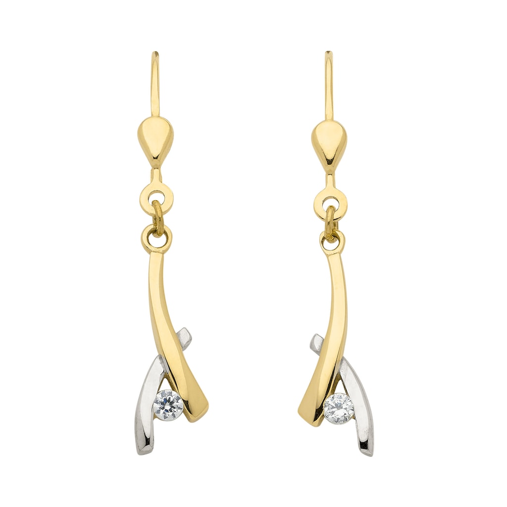Adelia´s Paar Ohrhänger 333 Gold Ohrringe Ohrhänger mit Zirkonia Goldschmuck für Damen