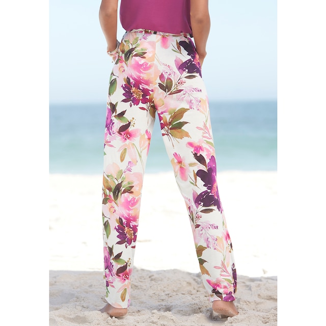 Beachtime Jerseyhose, mit Blumendruck und elastischem Bund, Stoffhose,  sommerlich, frisch shoppen