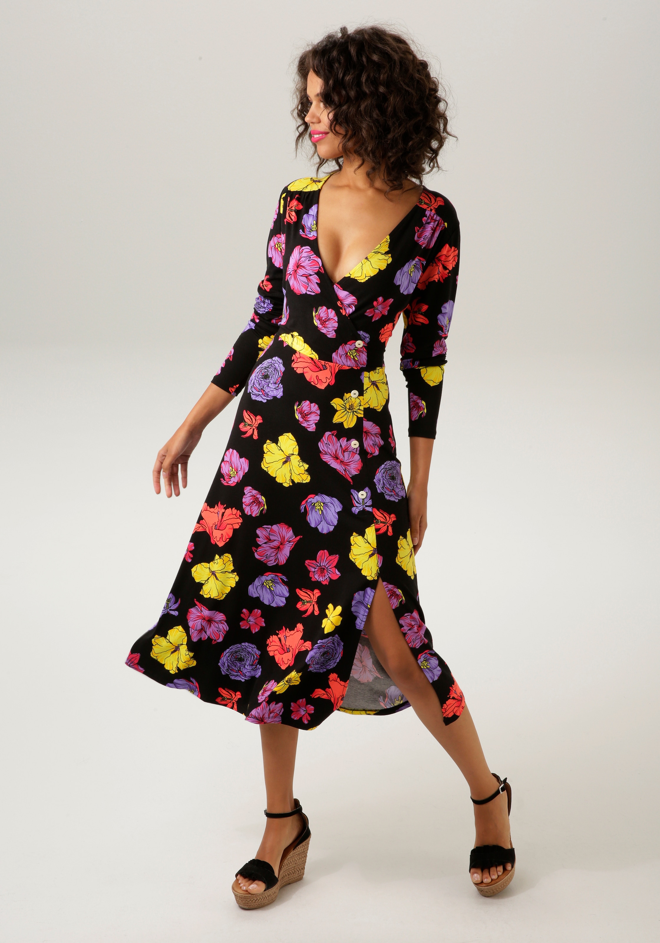 KOLLEKTION Jerseykleid, kaufen NEUE bedruckt farbenfrohen - Aniston mit walking I\'m | CASUAL Blüten