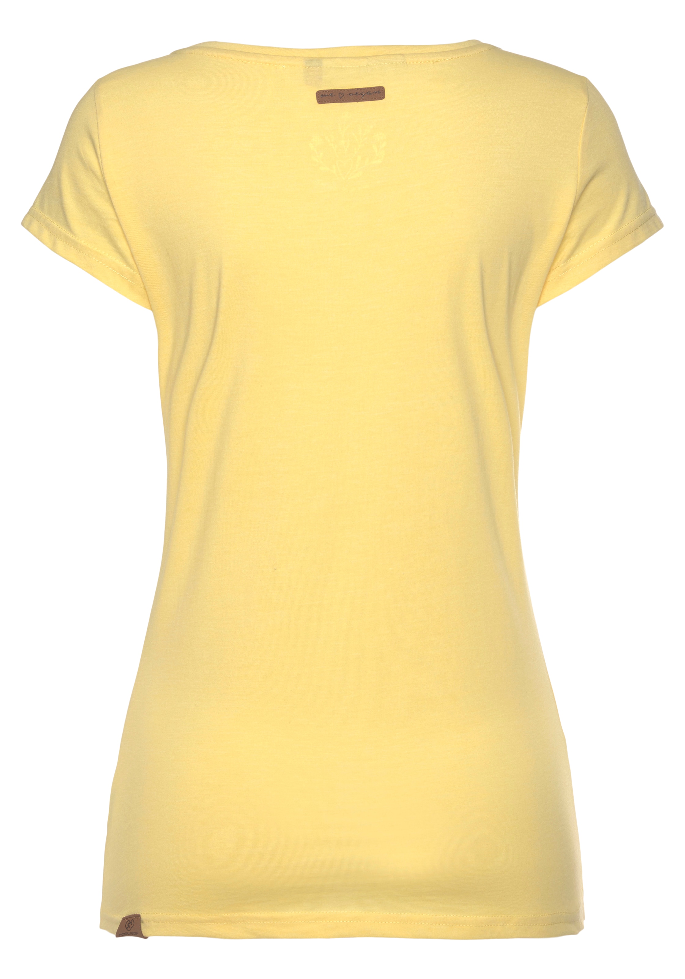 Ragwear T-Shirt »MINT O«, mit Logoschriftzug und Zierknopf-Applikation in natürlicher  Holzoptik bestellen | I\'m walking
