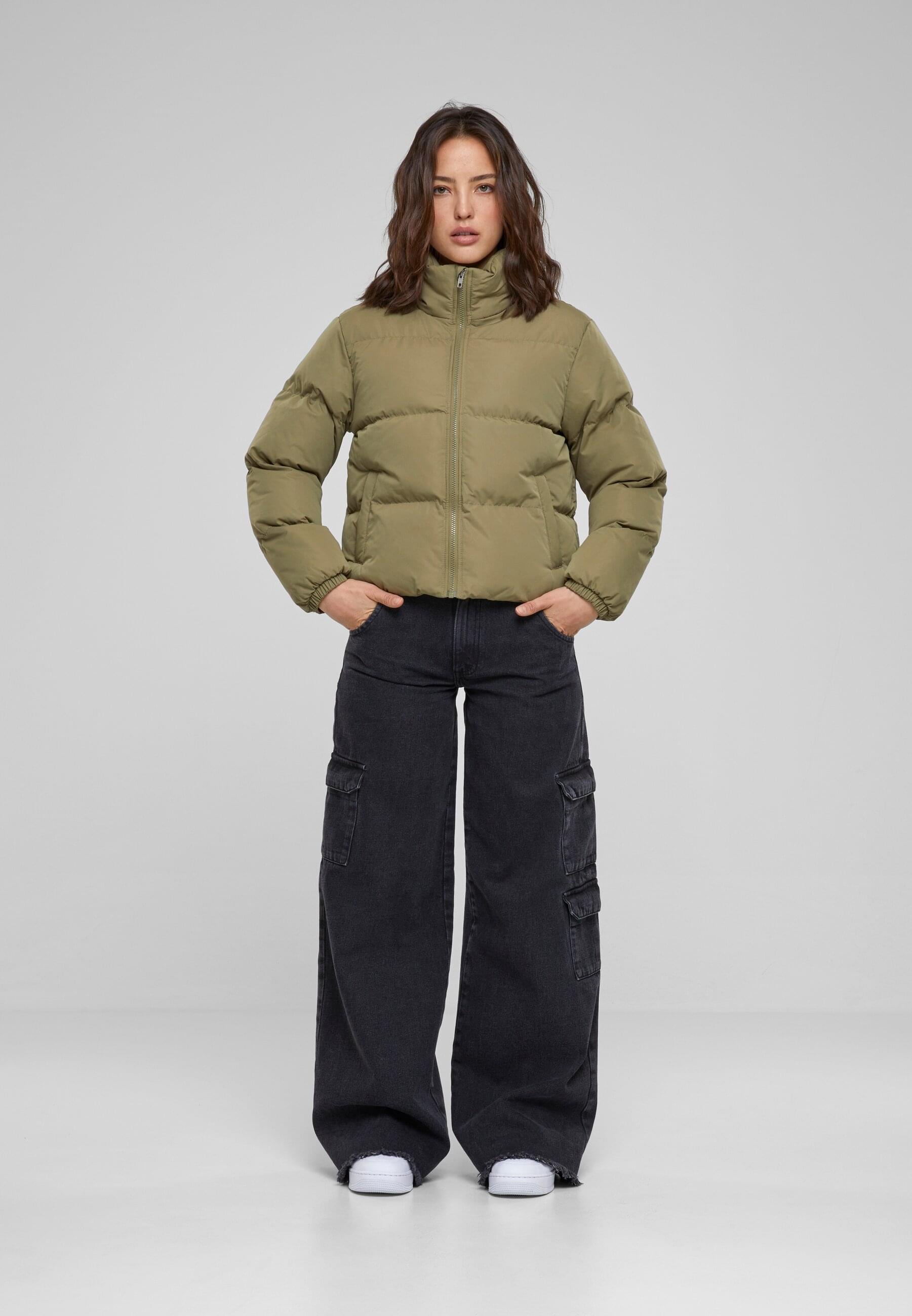 URBAN CLASSICS Winterjacke »Damen Ladies Short Peached Puffer Jacket«, (1 St.),  ohne Kapuze bestellen | I\'m walking