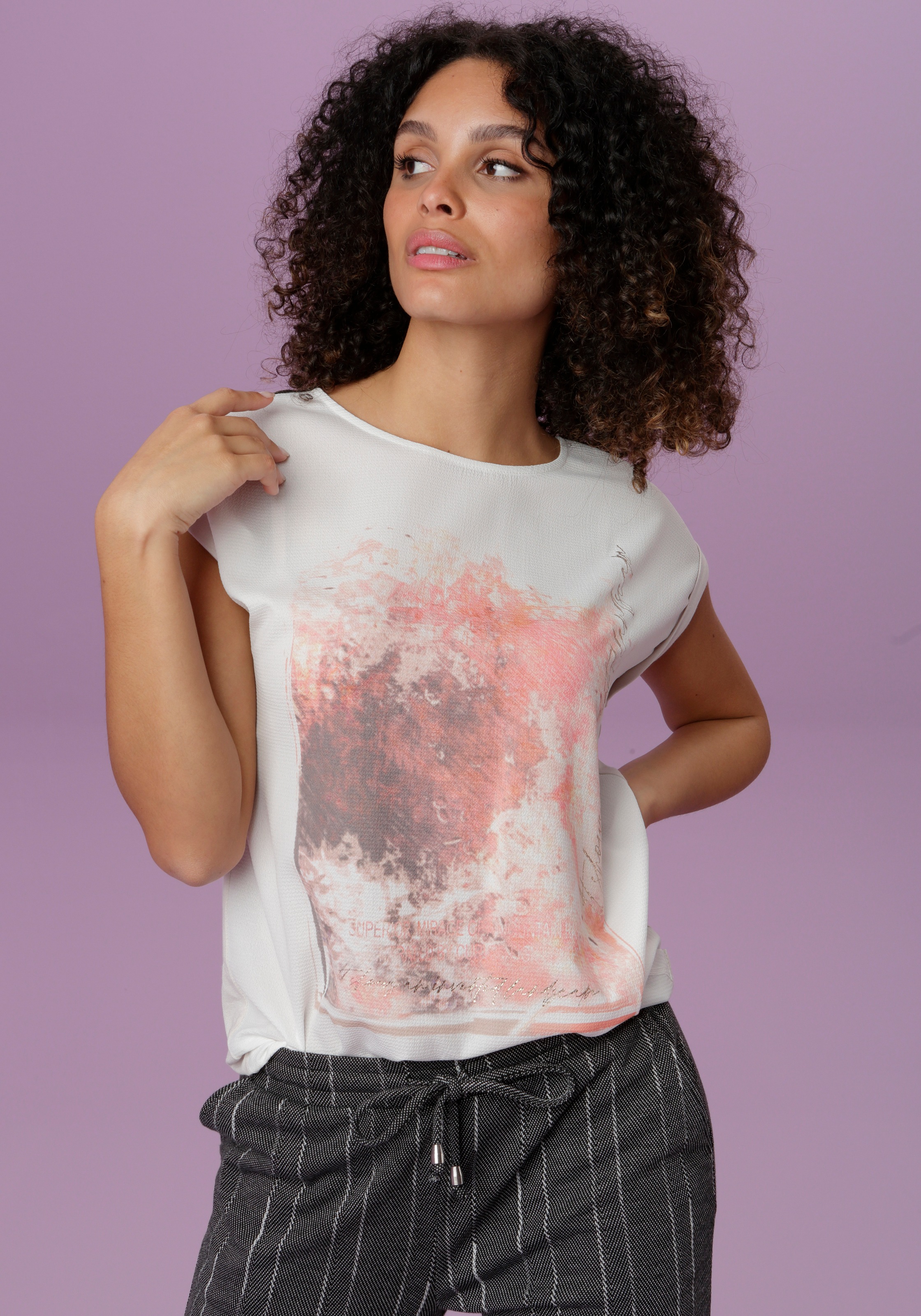 Aniston SELECTED Blusenshirt mit glänzenden Tapes FG8273