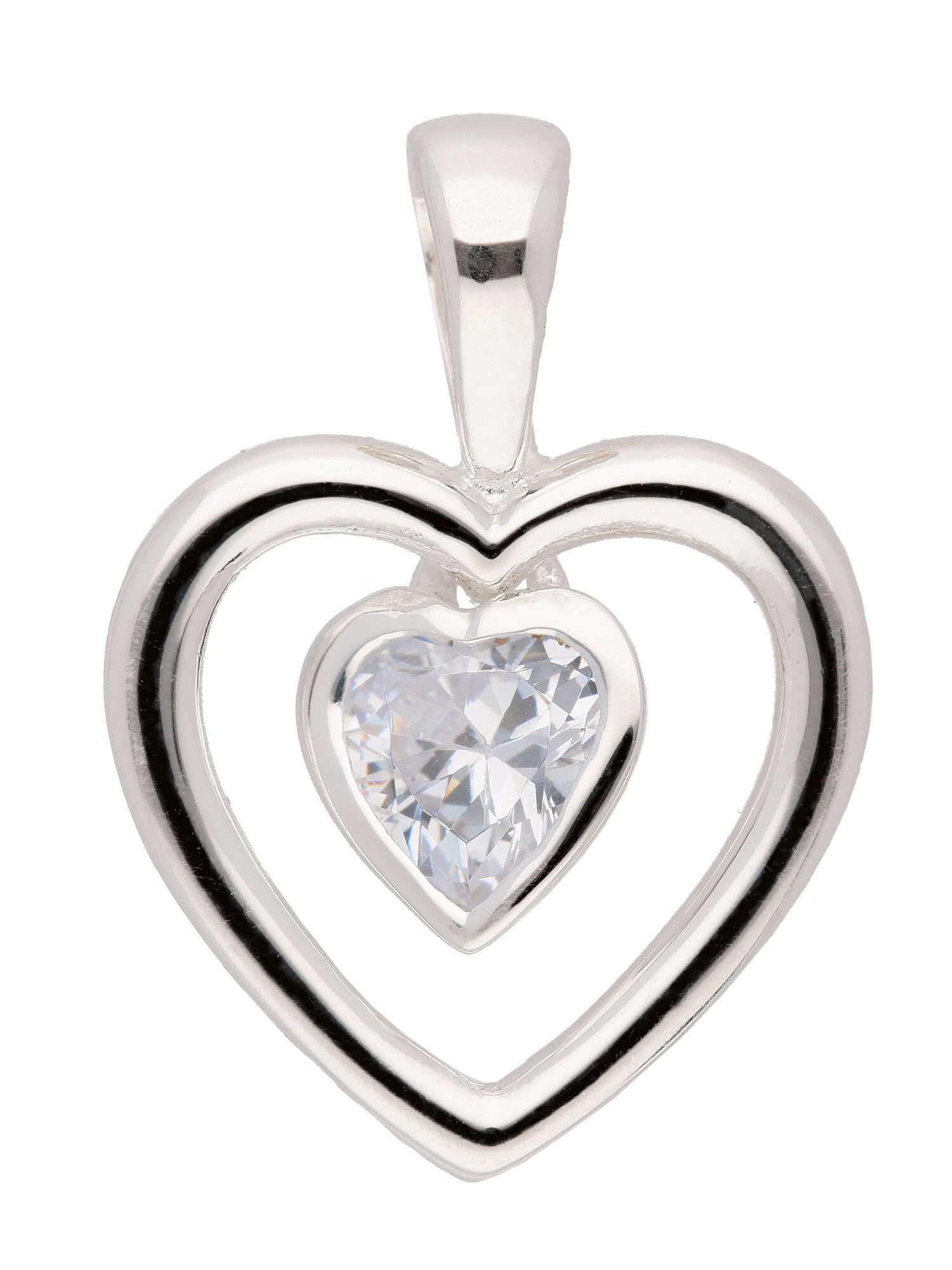 Adelia´s Kettenanhänger 925 Silber Anhänger Herz mit Zirkonia Silberschmuck  für Damen