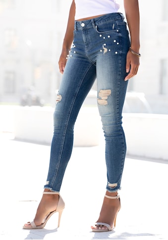 LASCANA Destroyed-Jeans, mit Perlen kaufen
