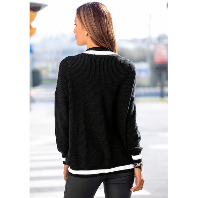 LASCANA V-Ausschnitt-Pullover, mit Streifen-Details shoppen | I'm walking