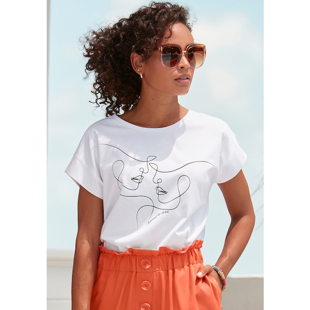 LASCANA Kurzarmshirt, mit Frontdruck, T-Shirt aus Baumwolle kaufen