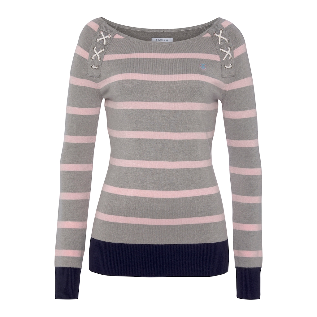 DELMAO Streifenpullover, mit maritimen Details --NEUE MARKE!