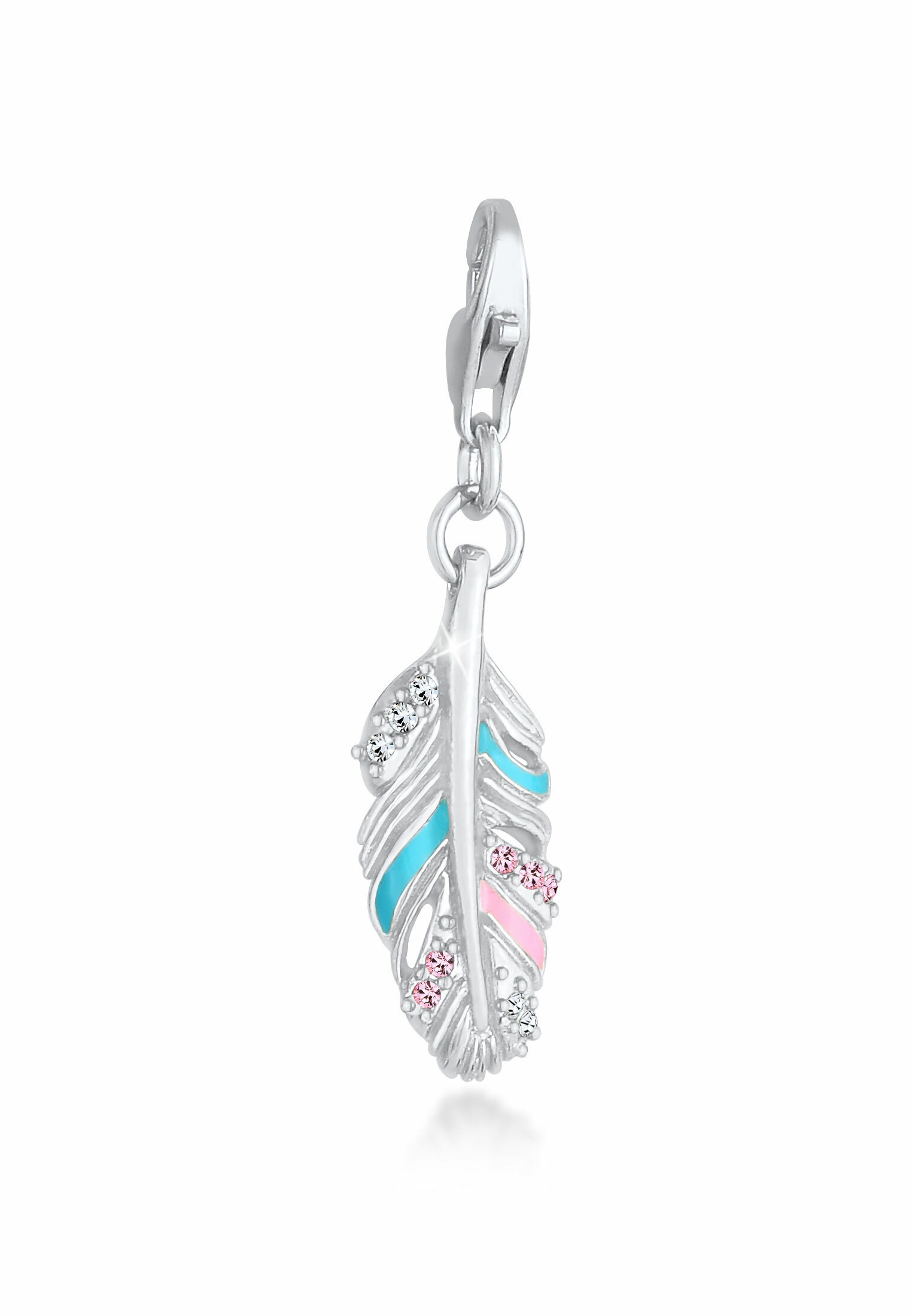 Nenalina Charm-Einhänger Feder Emaille Kristalle Boho 925 silber