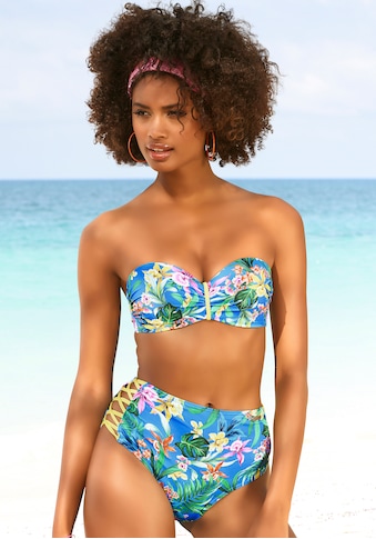 Venice Beach Bügel-Bandeau-Bikini-Top »Hanni«, mit tropischem Print und gelben Details kaufen
