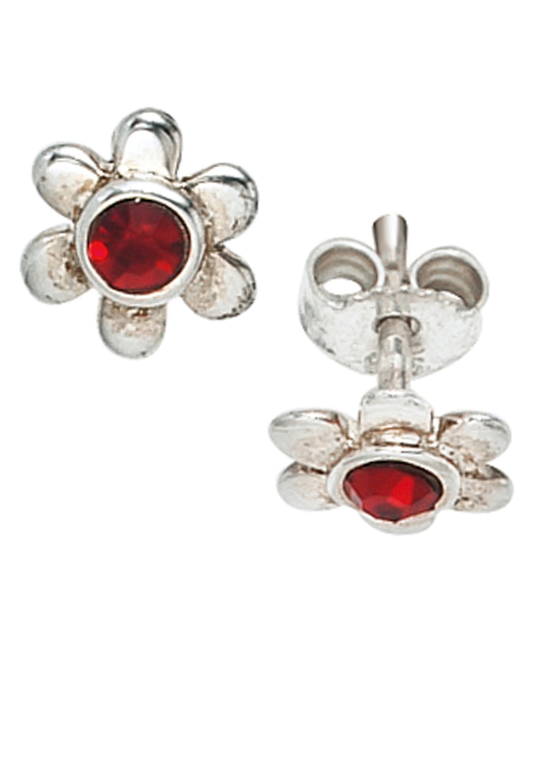 JOBO Paar Ohrstecker Blumen-Ohrringe mit Glassteinen 925 Silber