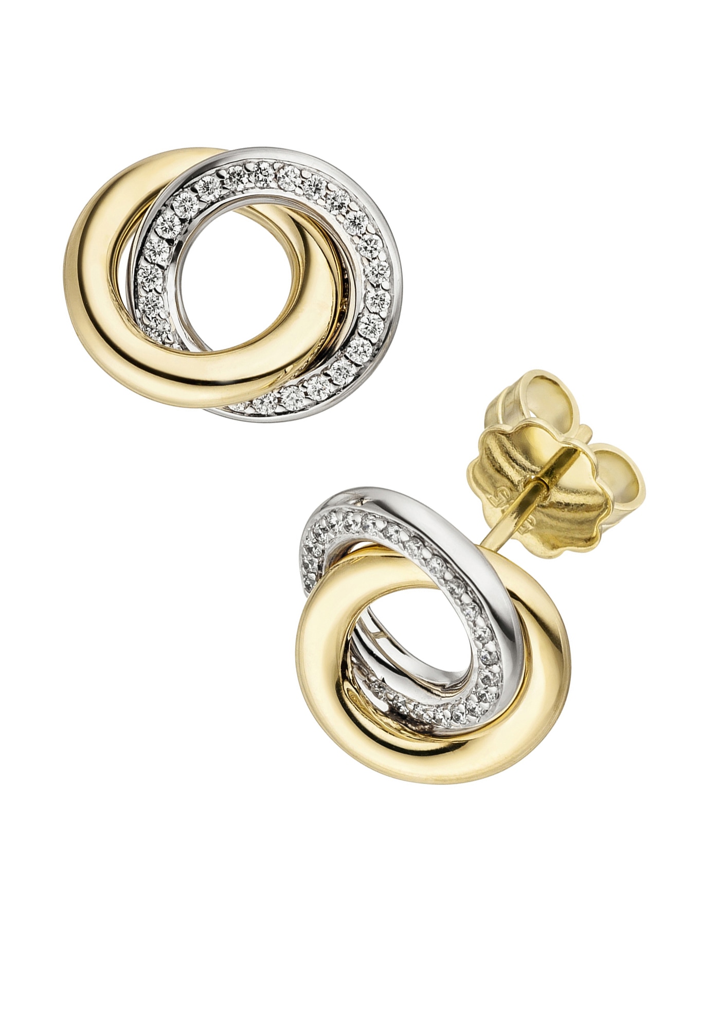 JOBO Paar Ohrstecker »Ohrringe mit 48 Diamanten«, 585 Gold bicolor kaufen |  I\'m walking