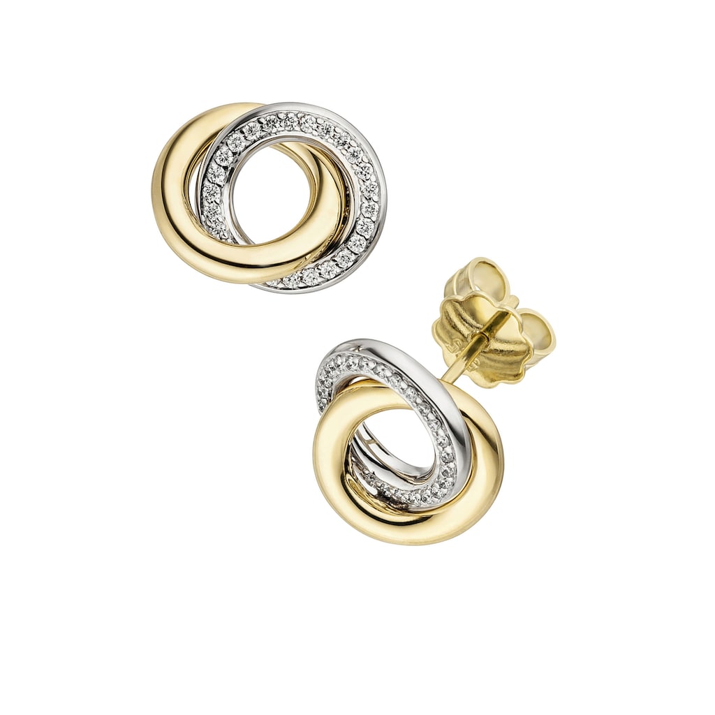 JOBO Paar Ohrstecker Ohrringe mit 48 Diamanten 585 Gold bicolor