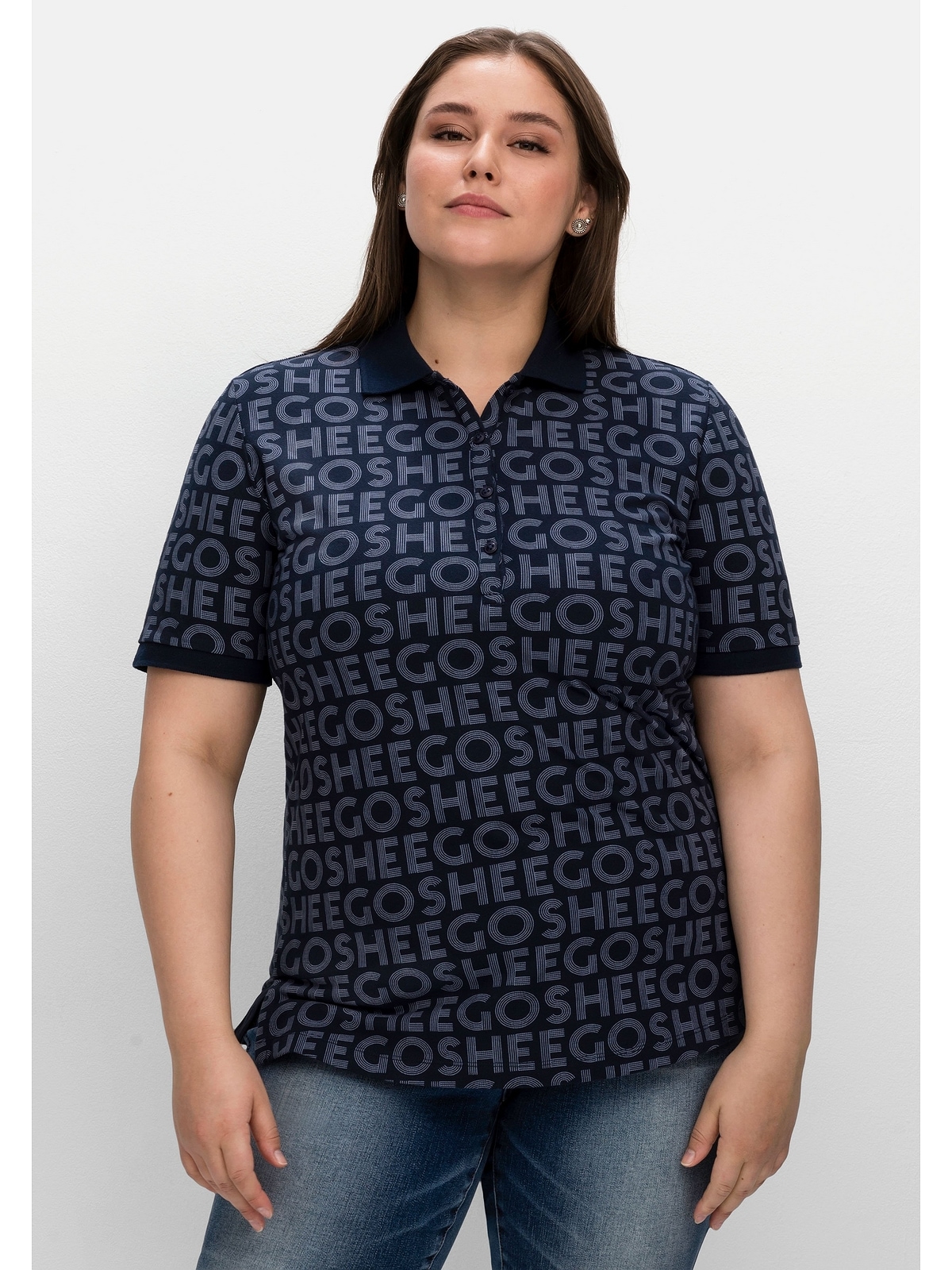 Waffelpiqué mit T-Shirt kaufen Größen«, Alloverdruck, aus Sheego »Große