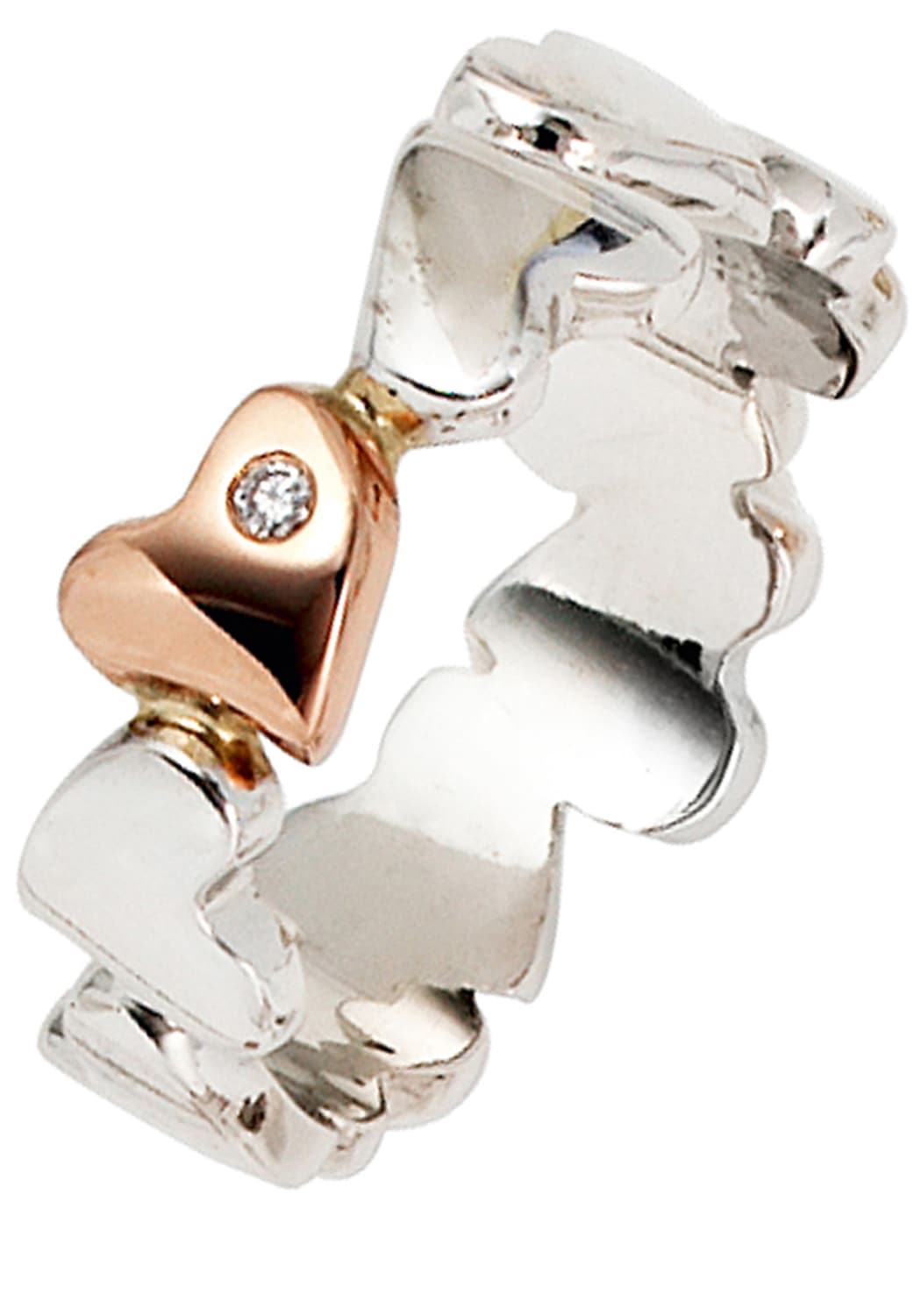 | Diamantring bestellen bicolor 585 walking »Herz-Ring I\'m Gold JOBO Diamant«, mit