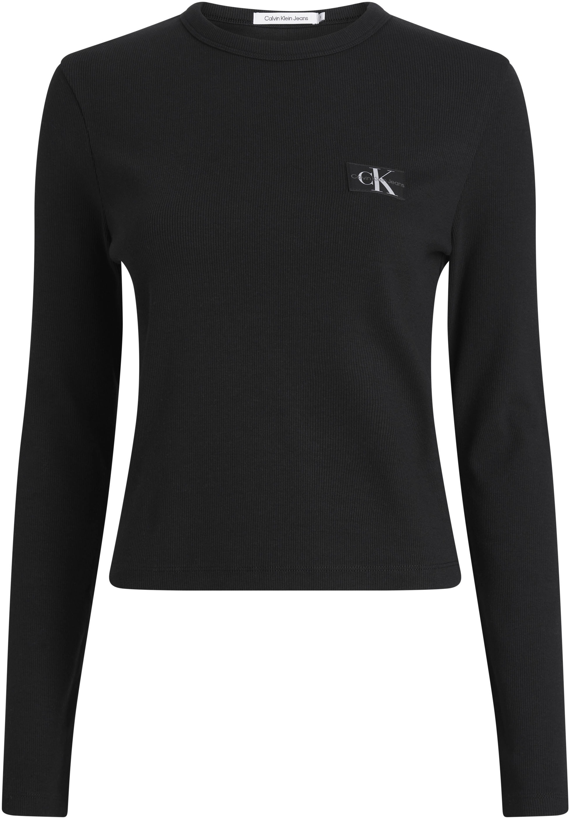 Calvin Klein Jeans Langarmshirt »WOVEN LONG I\'m online LABEL SLEEVE« walking RIB kaufen 