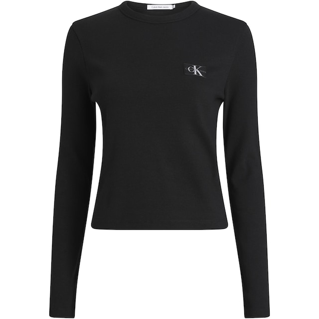 Calvin Klein Jeans Langarmshirt »WOVEN LABEL RIB LONG SLEEVE« online kaufen  | I\'m walking