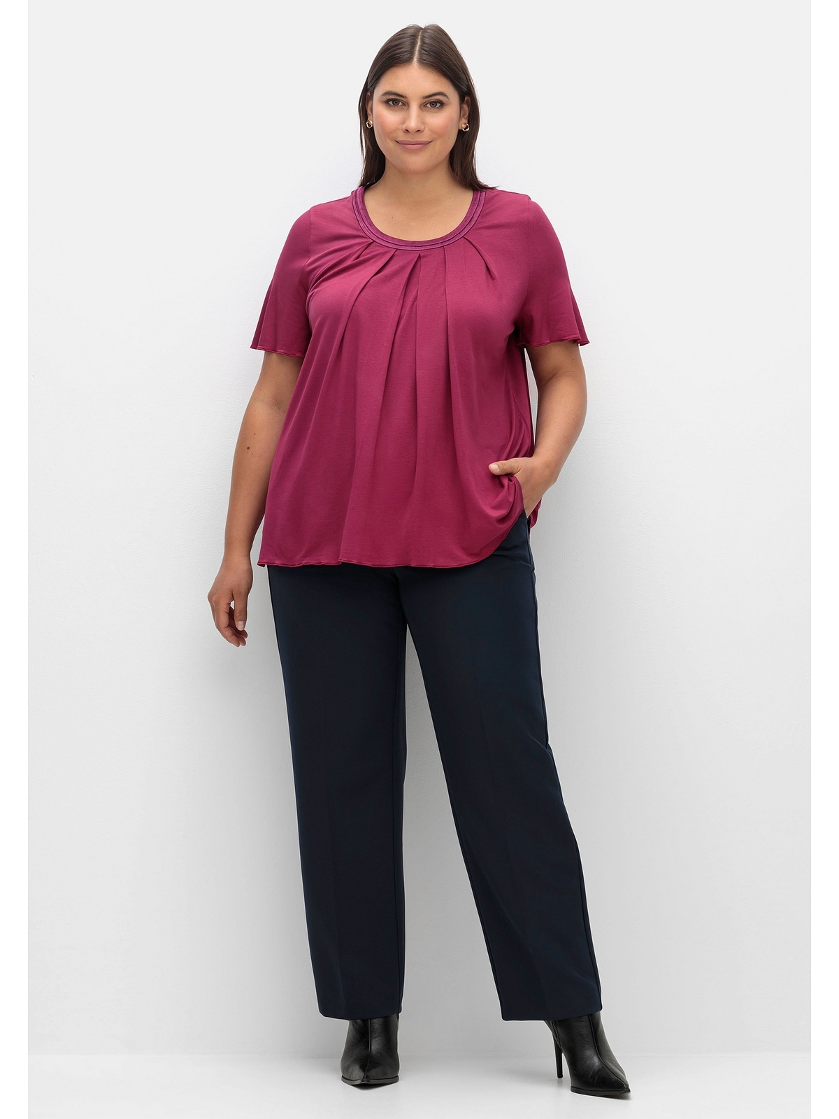 T-Shirt »Große in Sheego mit Blende Größen«, dekorativer A-Linie kaufen