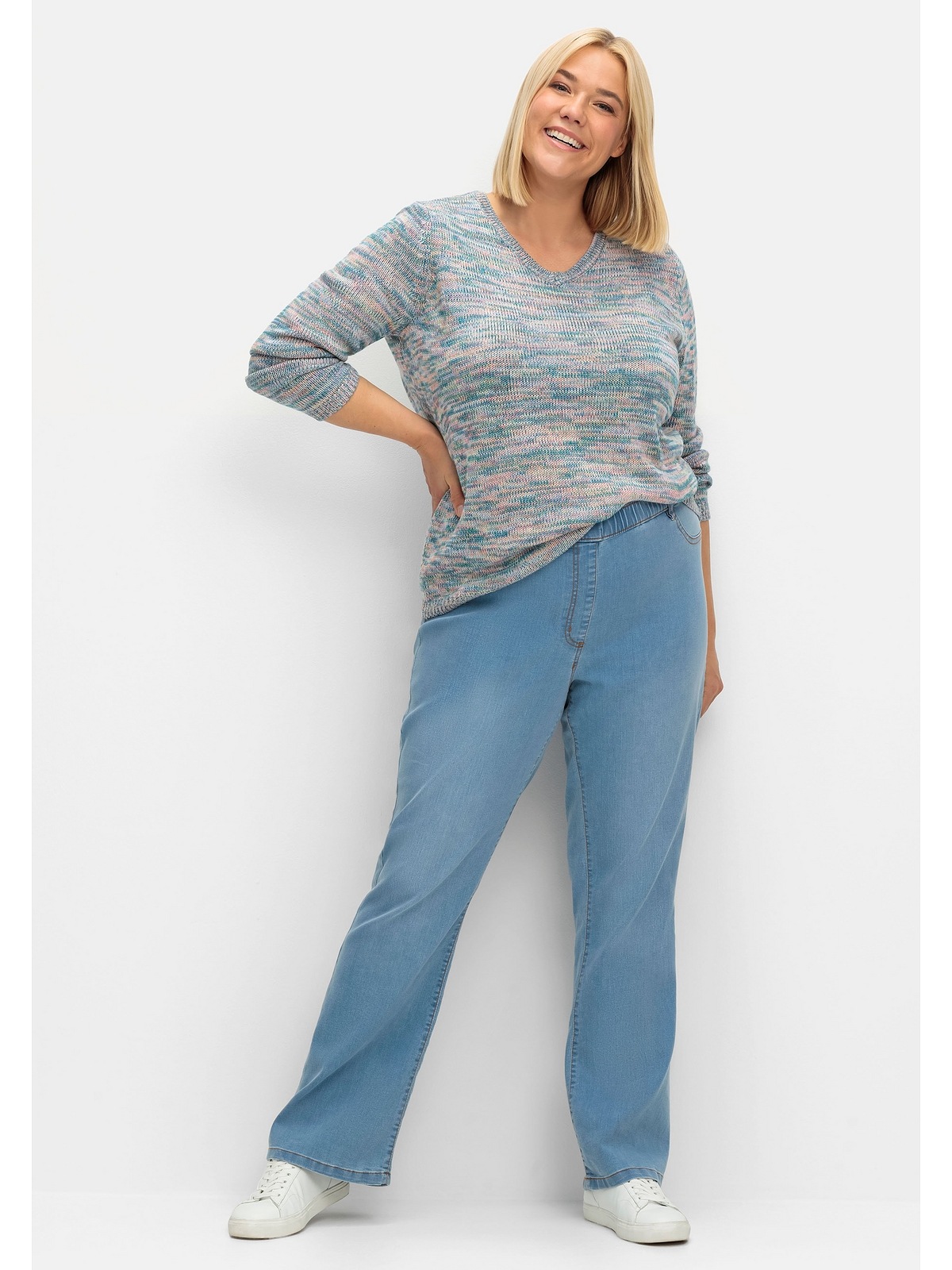 Sheego Bootcut-Jeans »Große Größen«, mit Komfortbund und Used-Effekten  online kaufen | I'm walking