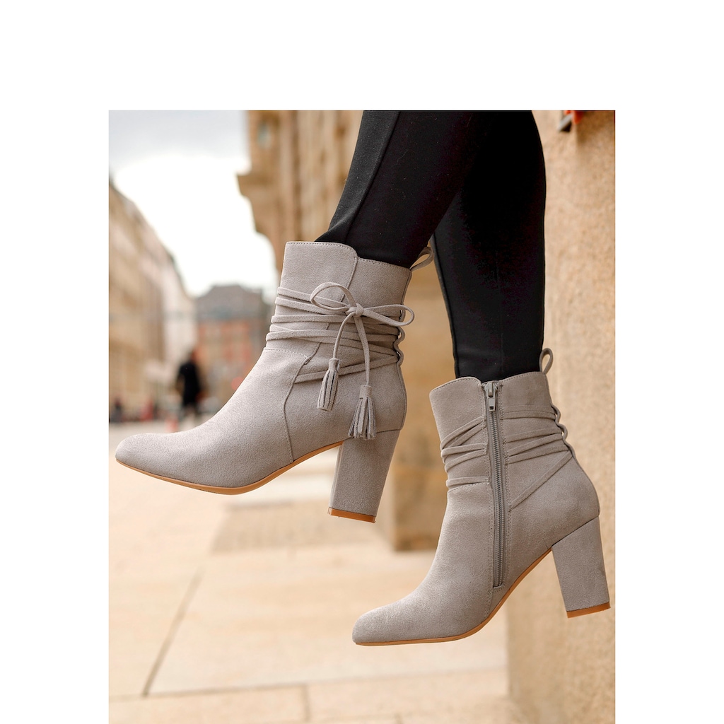 LASCANA Stiefelette, High-Heel-Stiefelette, Ankle Boots, Stiefel mit Blockabsatz