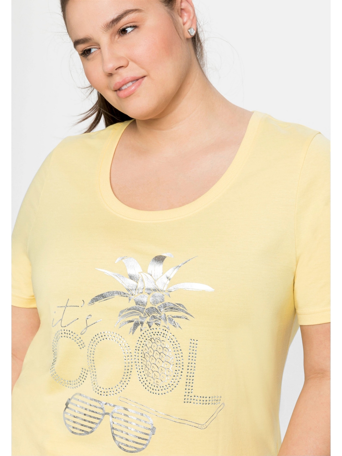 Sheego T-Shirt »Große Größen«, mit und Frontdruck Glitzersteinen kaufen schimmerndem