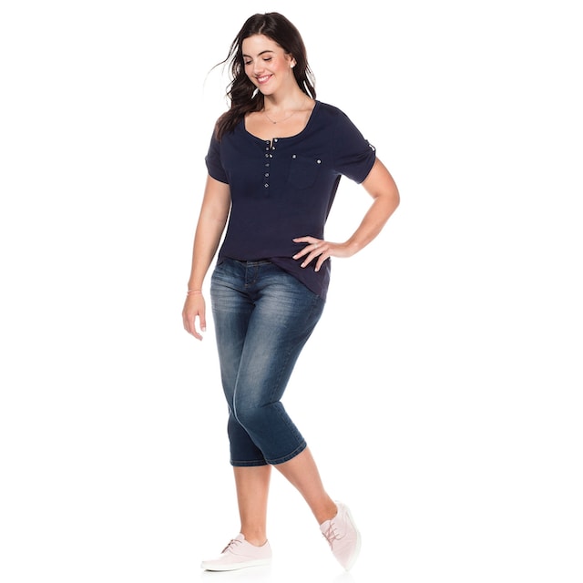 Sheego 3/4-Jeans »Große Größen«, Die Schmale mit Used-Effekten shoppen |  I'm walking