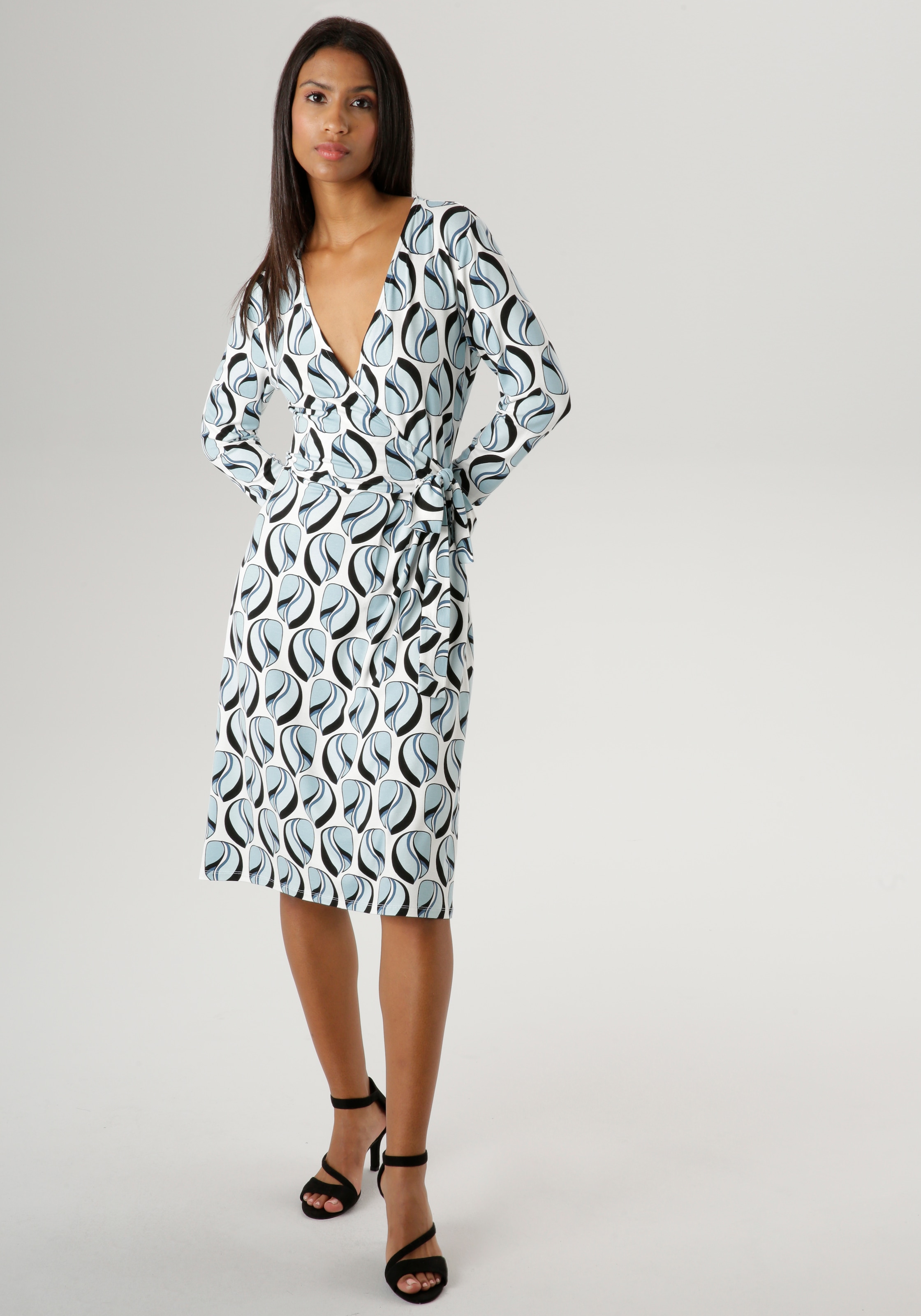 Aniston SELECTED Jerseykleid, mit Bindedetail und V-Ausschnitt in  Wickeloptik - NEUE KOLLEKTION online kaufen | I\'m walking