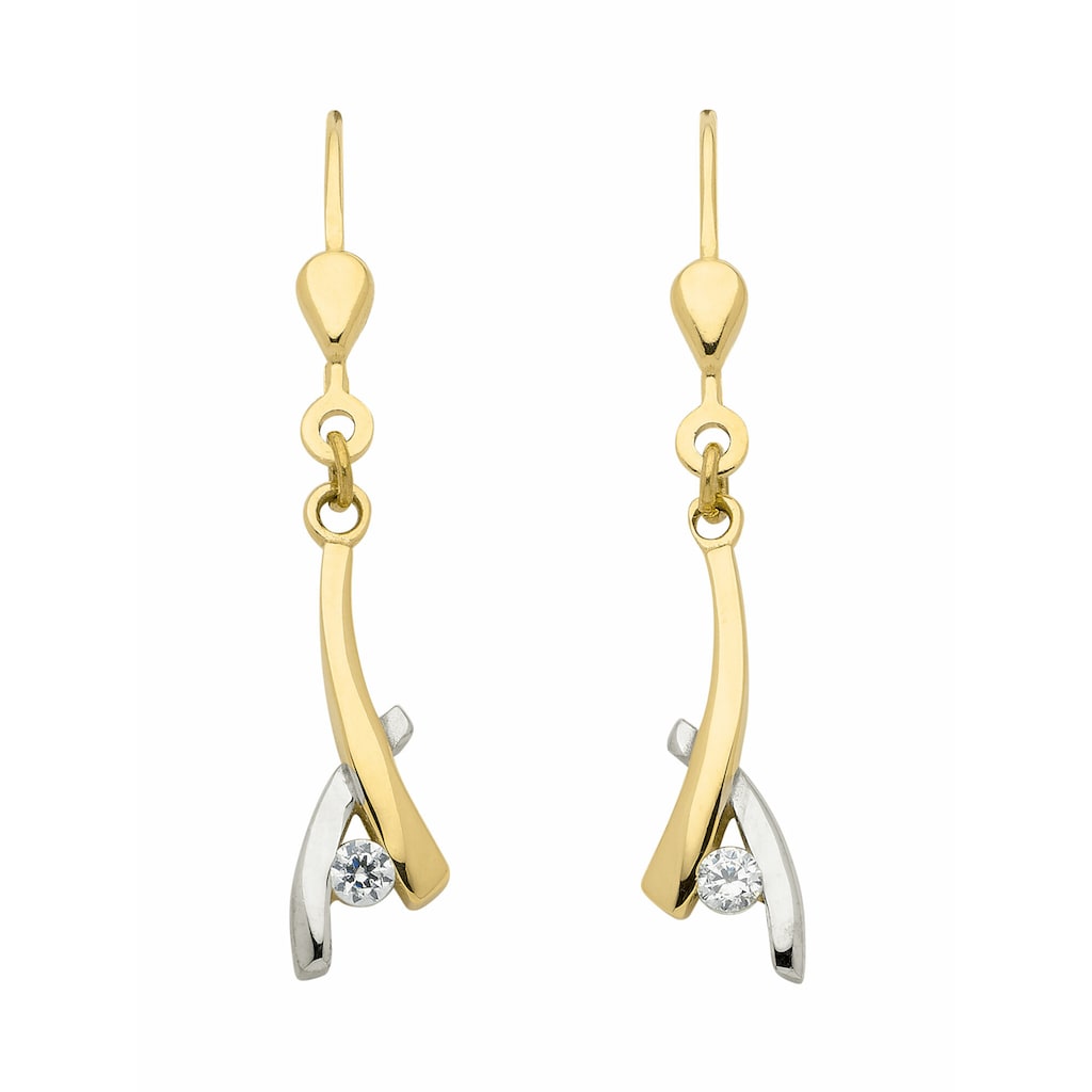 Adelia´s Paar Ohrhänger 333 Gold Ohrringe Ohrhänger mit Zirkonia mit Zirkonia Goldschmuck für Damen