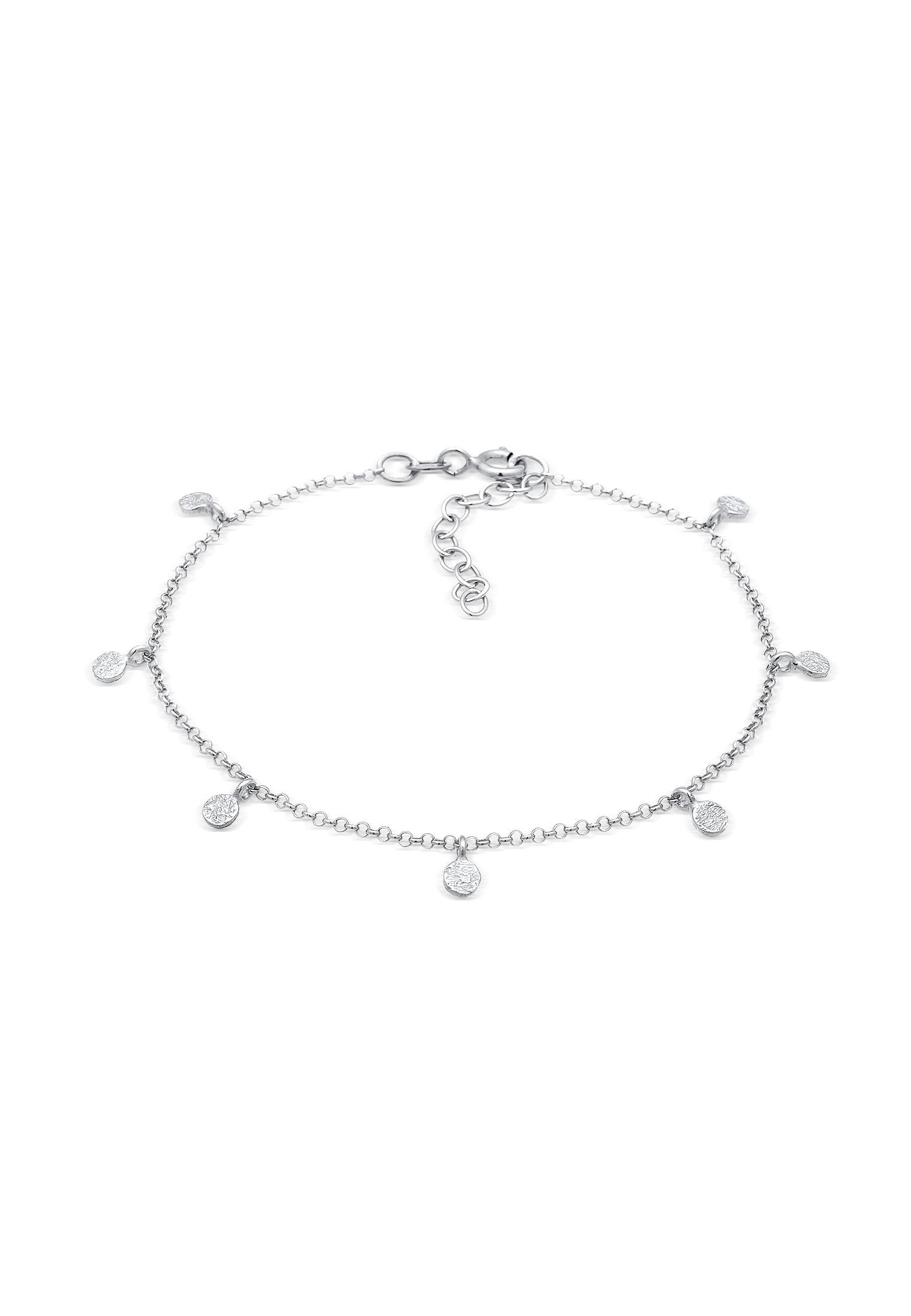 Elli Armband Plättchen Coin Rund Matt Struktur 925 Silber