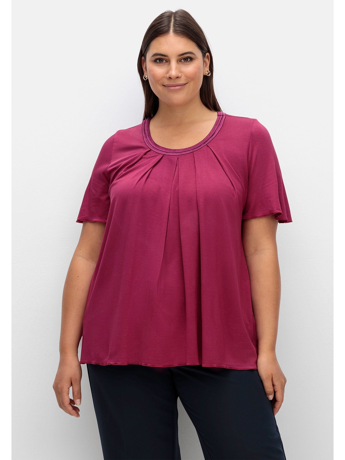 kaufen mit Größen«, Sheego A-Linie T-Shirt »Große dekorativer in Blende