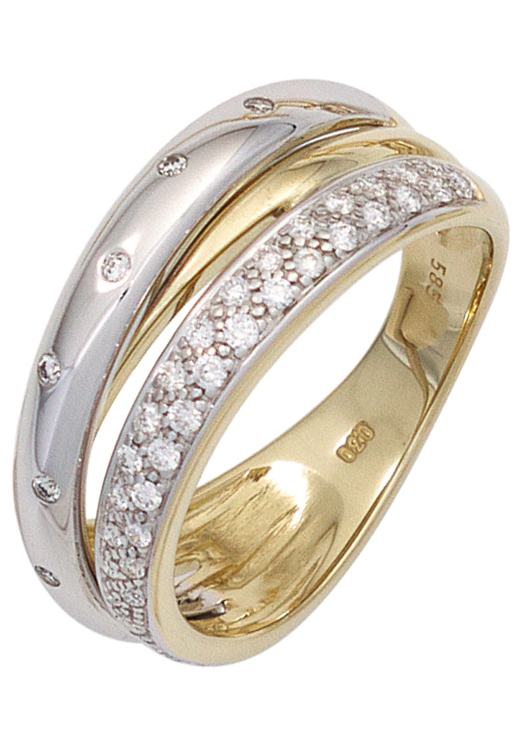 Gold mit Diamantring bicolor 41 585 Diamanten JOBO