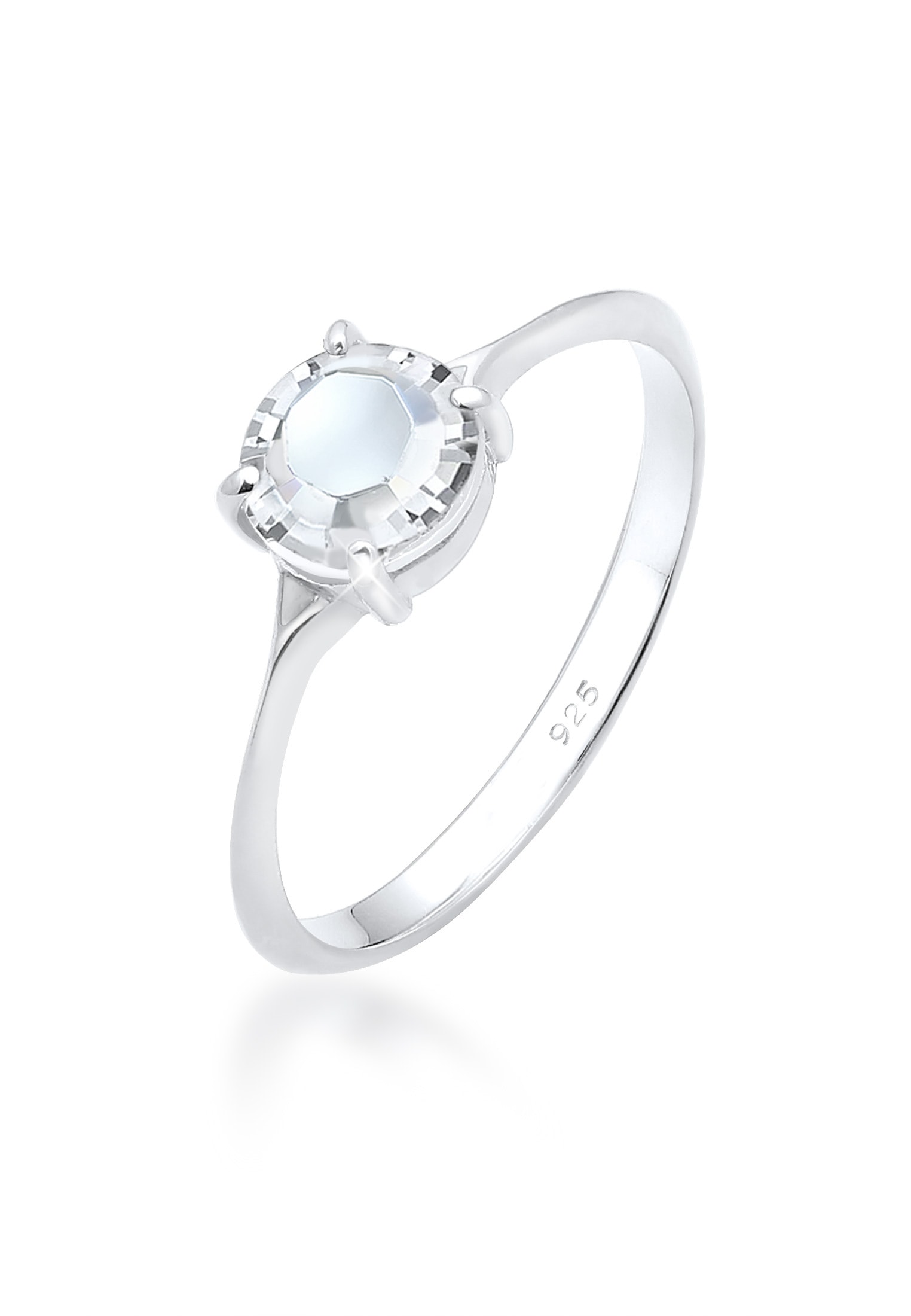 Elli Fingerring Solitär Rund Verlobung Kristalle Silber