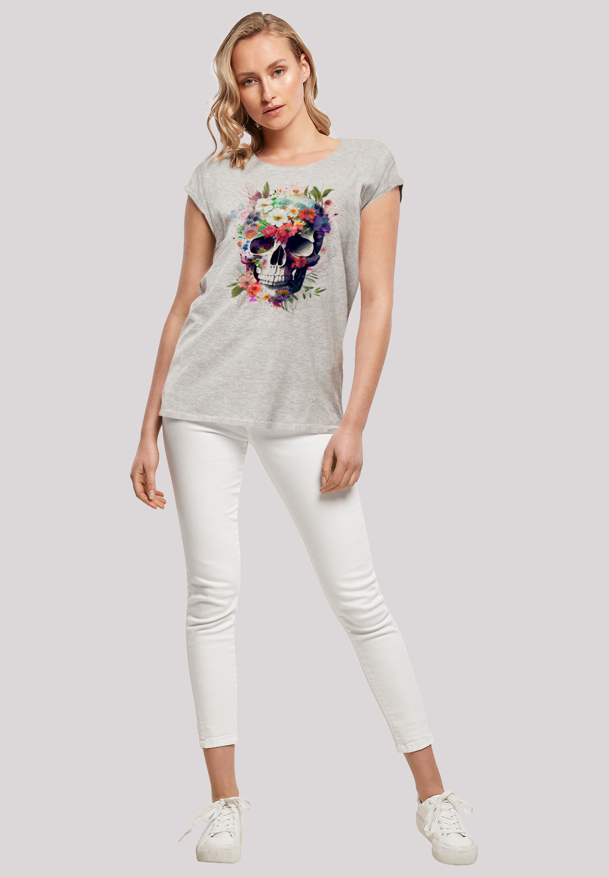 F4NT4STIC T-Shirt »Totenkopf bestellen I\'m Print | walking Blumen«