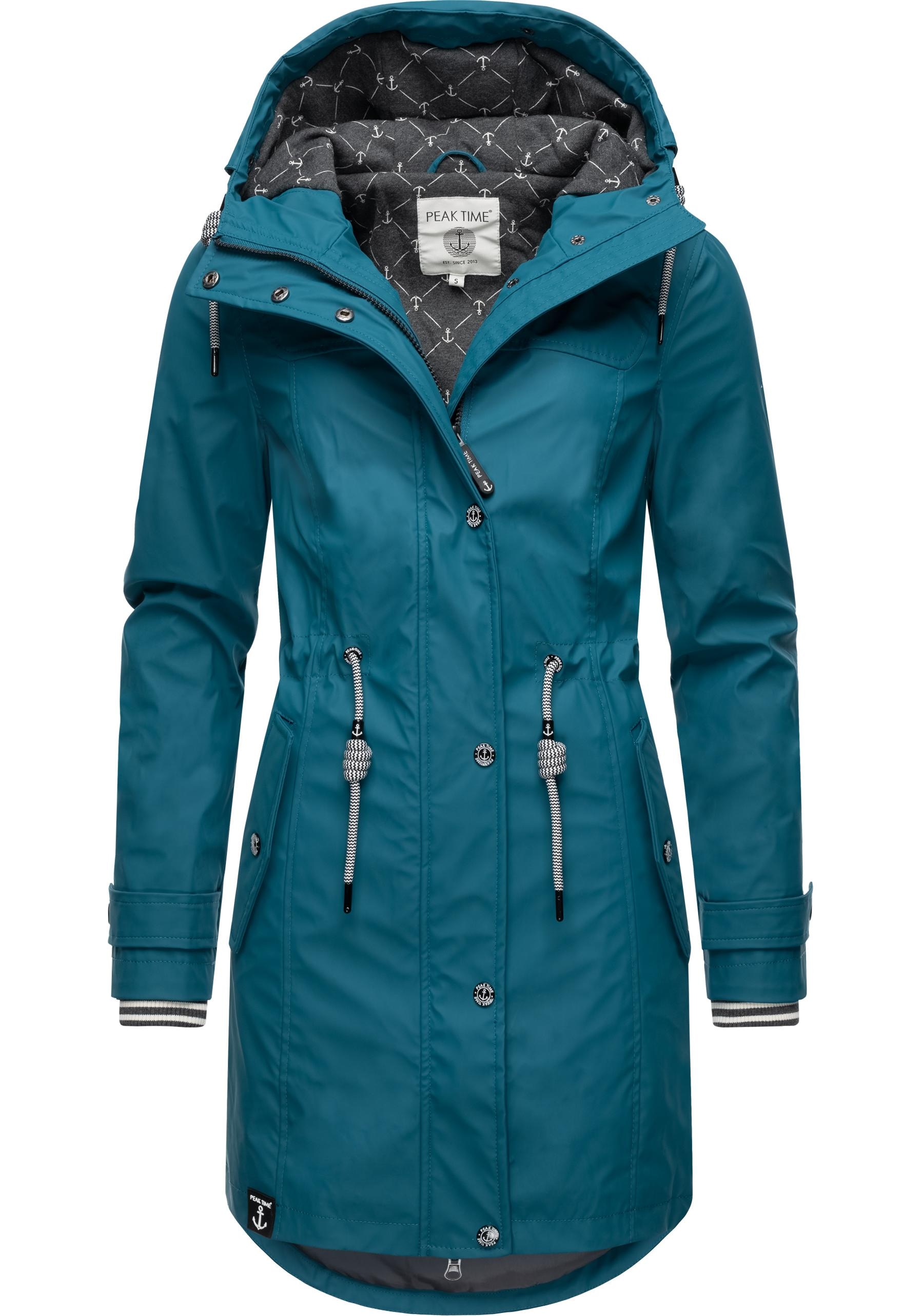 shoppen taillierter mit »L60042«, Kapuze, TIME Regenjacke für Damen PEAK Regenmantel stylisch