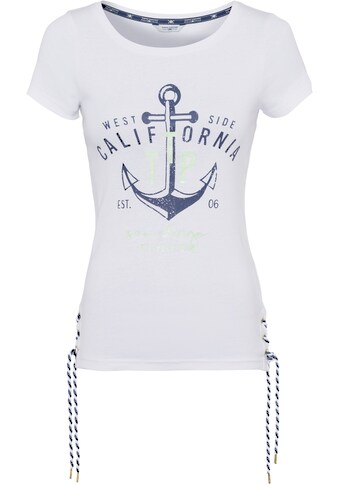 TOM TAILOR Polo Team Print-Shirt, mit maritimen Logodruck und two-tone Bindeband -... kaufen