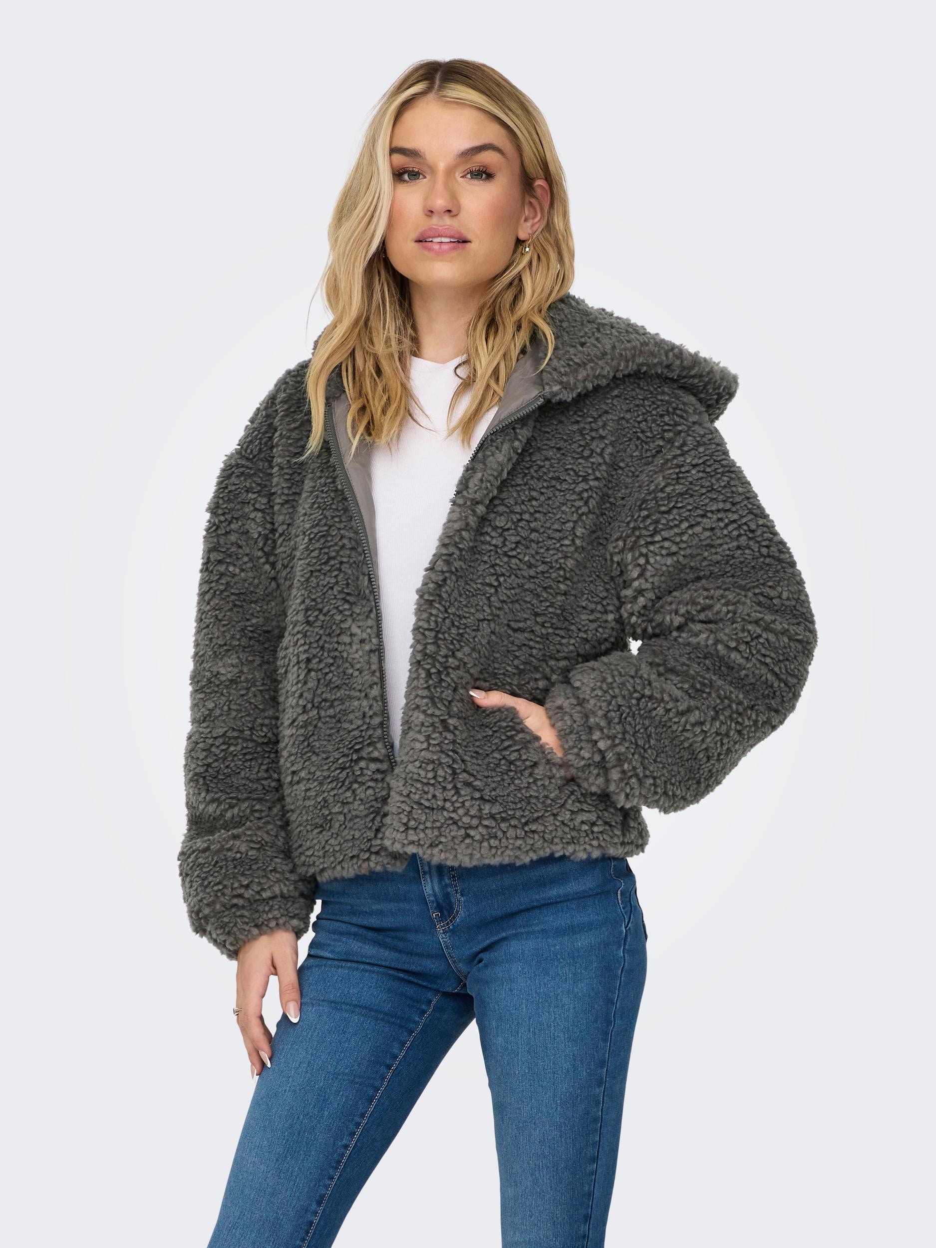 Hooded hot sale sherpa jacket